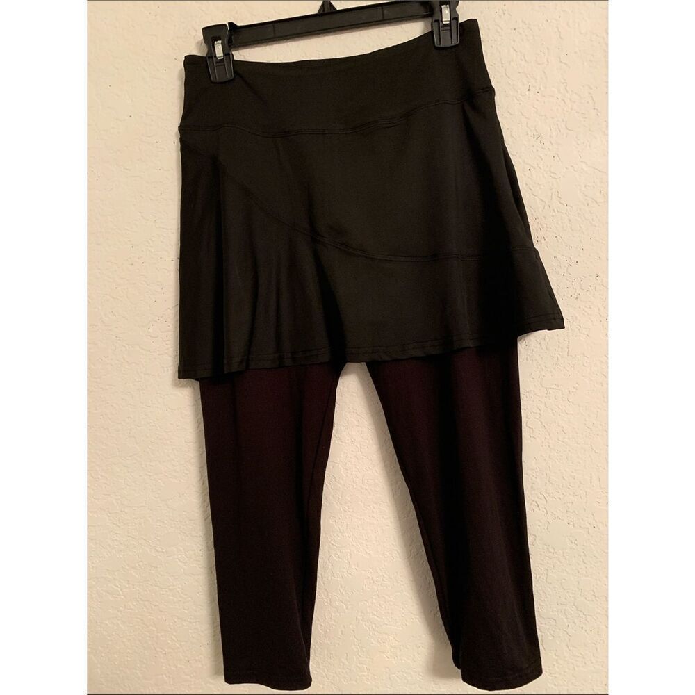 Womenβs Black/βbrown Skirted Cropped Leggings w/Pocket Size L